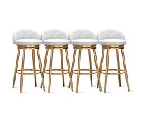 Juego de 4 taburetes de bar tapizados de terciopelo moderno con patas de metal dorado, sillas de altura de mostrador de respaldo bajo para cocina, isla de comedor, 25.6 pulgadas de altura