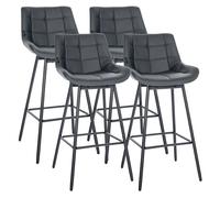Juego de 4 taburetes de bar weston giratorios simil cuero gris 56x49x105 cm