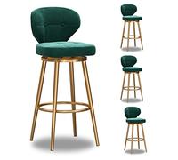 Juego de 4 taburetes giratorios modernos de terciopelo, taburetes de bar giratorios de 360° con respaldo para isla de cocina y comedor, elegante altura del asiento de 65 cm, color verde