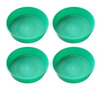 Juego de 4 tamices de tierra de jardín de plástico con malla fina para herramienta de detección de compost, cesta de drenaje eficiente para macetas de balcón, césped, verde, 21 cm (verde esmeralda)