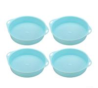 Juego de 4 tamices ligeros para jardinería, perfecto para filtrar el suelo y el compost de manera eficiente (azul)