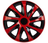 Juego de 4 tapacubiertas y faldones de rueda en negro y rojo 15 pulgadas