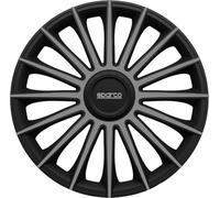 Juego de 4 tapacubos 14" Pulgadas tapacubos Coche Treviso SPC1493BKGR Negro Gris