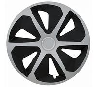 Juego de 4 tapacubos TAPACUBOS tapacubos RRM Negro/Plata Tamaño 15 pulgadas universal