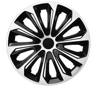 Juego de 4 tapacubos y apliques laterales en negro y blanco 14 pulgadas