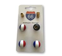 Juego de 4 Tapas de válvula + 2 adaptadores de Bicicleta - Bandera de Francia - Adecuado para Cualquier Coche, Motocicleta y Bicicleta