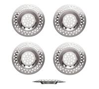 (Juego de 4) Tapón colador de fregadero de cocina de acero inoxidable, filtro de drenaje estándar para bañera/cocina, recogedor de pelo, tapón de residuos para bañera/ducha, 7,5 cm