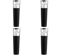 Juego de 4 tapones de vacío de vino en acrílico negro, bomba de silicona apta para alimentos para mantener la frescura, sello hermético de botella con parte superior transparente, 8,4 x 1,5 x 1,5 cm