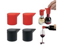 Juego de 4 tapones de vino de silicona reutilizables, sello hermético para frescura, apto para lavavajillas e irrompible, perfecto para fiestas y regalos, rojo 2 piezas y 2 piezas negras