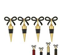 Juego de 4 tapones decorativos para vino con bonitos lazos, tapones de botella creativos para conservación de vino, tapones de metal reutilizables con sello de silicona para fiestas, Halloween, bodas