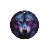 Juego de 4 tarjetas aromáticas para coche, diseño de lobos morados y azules, para colgar en el armario, baño, ambientadores de coche, de larga duración