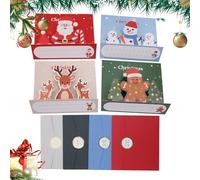 Juego de 4 tarjetas de Navidad - Papel 3D Tarjetas Decorativas de Navidad | Diseños Festivos: Papá Noel, Santuario, Alce & Jengibre, Tarjetas Decorativas | Ideal para saludos, regalos, niños, familia