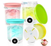 Juego de 4 Tarrinas Creami Deluxe para Ninja Swirl by CREAMi Máquina de Helado Suave y Helado Serie NC701EU NC700 - Aptas para Lavavajillas - Contenedores Creami de 480 ml con Tapas de Colores
