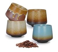 Juego de 4 tazas de café de espresso, 200 ml, hechas a mano, de porcelana, tazas de café pequeñas, tazas de espresso, tazas de café de pared gruesa para expreso, moca, macchiato, té