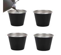 Juego de 4 tazas de café de metal para vino portátiles de acero inoxidable para exteriores, taza de té de café de viaje de 50 ml en de transporte de malla, recipiente para beber para viajes
