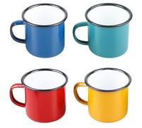 Juego de 4 tazas de esmalte, 350 ml, tazas de esmalte portátiles y reutilizables, tazas de café de porcelana, tazas de té, rojas, azules, verdes, amarillas, ligeras tazas de camping para el hogar,