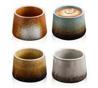 Juego de 4 tazas de espresso de 200 ml: juego de tazas de café espresso de pared gruesa de cerámica ideal para café expreso moca y té Macchiato, perfecto regalo para mujeres y hombres