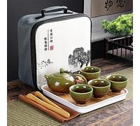 Juego de 4 tazas de té chino Kung Fu con bolsa de viaje, juego de viaje de cerámica, tetera portátil de porcelana, tazas de té de Gaiwán, herramienta de té, juego de té de viaje para amantes del té (4