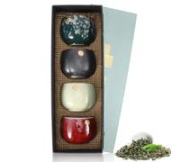 Juego de 4 tazas de té japonesas de cerámica, tazas de té chinas Kung Fu hechas a mano sin asas, pequeñas tazas de sake de porcelana para la oficina en casa o la casa de té