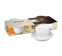 Juego de 4 tazas y platillos de caf Konitz Coffee Bar de 7 onzas, color blanco