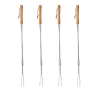 Juego de 4 tenedores extensibles para barbacoa, de acero inoxidable, telescópicos, para camping, hoguera, picnic, cocina al aire libre, 30.3 pulgadas (A)