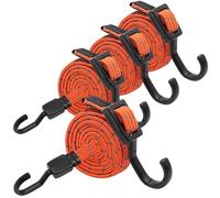 Juego de 4 tensores de goma ajustables con ganchos, reflectantes con ganchos de metal, 100 cm, plano, cuerda de goma naranja, tensor de goma extrafuerte para bicicleta, coche, jardín, lonas