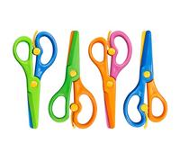 Juego de 4 tijeras para niños a partir de 3 años, tijeras de seguridad, mini tijeras para niños pequeños, tijeras de papel de plástico PP de 10,7 cm para niños en edad preescolar, a partir de 2 años.