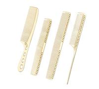 Juego de 4 tipos de peine de metal para peinar el cabello: peines de corte de aluminio, peine de cola para desenredar y peinar con mango para barberos
