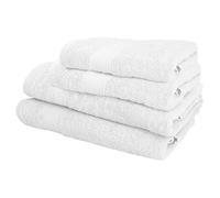 JUEGO DE 4 TOALLAS DE BAÑO: 2 toallas de lavabo 50X90; 2 toallas de ducha 70X140CM 450 gr/m2 100% algodón BLANCO