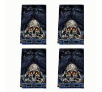 Juego de 4 toallas de cocina con diseño de calavera, diseño gótico de cuervos oscuros para Halloween, color negro, absorbentes, suaves, para secar platos, limpiar a mano, cocinar, 40,6 x 61 cm