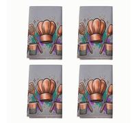 Juego de 4 toallas de cocina con diseño de sombrero de chef, espátula medidora moderna, de cobre, absorbente, suave, para cocina, caravana, decoración de cocina, 40,6 x 60,9 cm