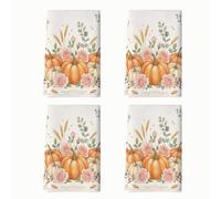 Juego de 4 toallas de cocina de calabazas, rústicas, bohemias, eucalipto, otoño, naranja, microfibra, secado rápido, para cocina, regalo de inauguración de la casa, artículos esenciales para el hogar