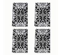 Juego de 4 toallas de cocina de flores, modernas, elegantes, mandalas, sin secado, reutilizables, para decoración del hogar, 40,6 x 60,9 cm
