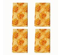Juego de 4 toallas de cocina de panal de abeja, secado de miel natural de verano, color amarillo, reutilizables, accesorios de cocina, decoración de cabaña, 40,6 x 60,9 cm