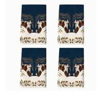 Juego de 4 toallas de cocina para perros, diseño rústico de hojas de granja, bayas, otoño, azul marino, reutilizable, para fregadero, decoración de cocina, 16 x 24 pulgadas