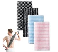 Juego de 4 toallas de ducha exfoliantes, 100 x 25 cm, esponja de malla extralarga con textura de doble cara, paño exfoliante corporal con iones de plata, guante de ducha para hombres y mujeres, suave