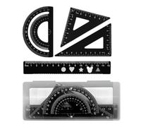 Juego de 4 transportadores de reglas, herramienta geométrica, reglas triangulares de metal para aula, accesorios de aprendizaje, geometría, matemáticas, transportador triangular para aula escolar