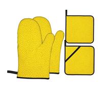 Juego de 4 Uds. De manoplas amarillas para horno, guantes antideslizantes para cocinar, guantes de cocina lavables resistentes al calor, guantes para horno para microondas, barbacoa, asar a la parrill