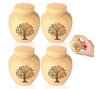 Juego de 4 urnas pequeñas de recuerdo para cenizas humanas, urnas en miniatura para cenizas hechas de bambú con diseño de árbol de la vida grabado, pequeñas urnas de cremación para cenizas humanas