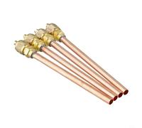 Juego de 4 válvulas de acceso de servicio de cobre para sistemas HVAC Clima Doble Boquilla Válvula de acceso de mantenimiento 1/4 pulgadas para SAE 125 mm de longitud