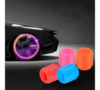 Juego de 4 válvulas de neumático emisoras de luz para protección contra el polvo en vehículos (rosa)