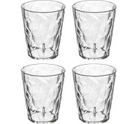 Koziol Superglas Club No. 1, 4 Piezas, 250 ml, Vaso de Agua de plástico cristalino, Lujoso, irrompible, Reutilizable, Fiesta, Camping, Set de 4