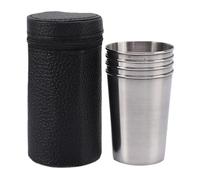 Juego de 4 vasos de chupito de acero inoxidable, juego de botellas de viaje apilables portátiles | Construcción de metal resistente de grado alimenticio solución compacta para beber al aire libre