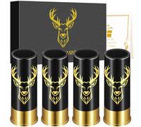 Juego de 4 Vasos de Chupito, Vaso de Plástico con Cabeza de Ciervo, para Hombres y Mujeres, Bodas, Fiestas, Cumpleaños, Aniversario, Navidad, Regalos de Caza de Ciervos de 12 GA Para Cazadores, Negro