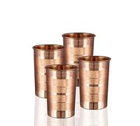 Juego de 4 vasos de cobre puro para agua potable, vasos de cobre para beneficios para la salud de Ayurveda (11.5 onzas)