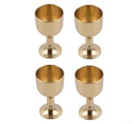 Juego de 4 vasos de licor de latón de 15 ml con borde liso, borde pulido, color dorado, utensilios de bar para whisky, ron, brandy, tamaño compacto de 5,5 x 3 cm para el hogar y el evento