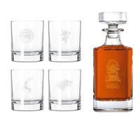 Juego de 4 Vasos de Whisky de Game of Thrones y Botella de Whisky con Grabado, en Caja de Regalo