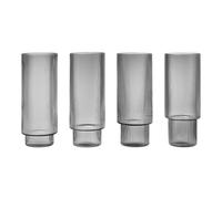 Juego de 4 Vasos Largos Ripple Ahumados