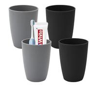 Juego de 4 vasos para cepillos de dientes, vasos de plástico apilables, portátiles, aptos para alimentos, plástico anticaídas, soporte para cepillo de dientes para baño, cocina, picnic y viajes, 300