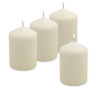 Juego de 4 velas de cera auténtica, 10 x 7 cm, color crema y blanco, para coronas de Adviento y farolillos, para decoración de mesa, velas cilíndricas, velas de columna, Navidad, Adviento, sin